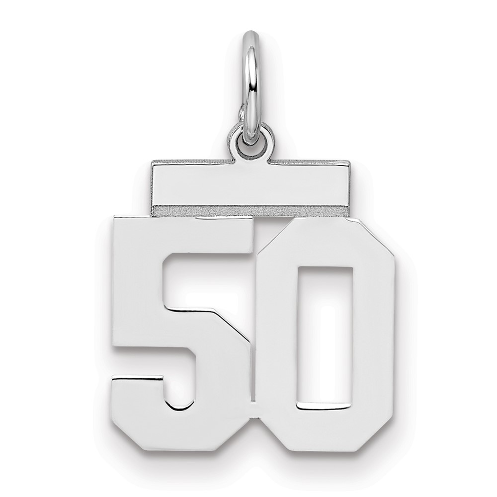 Sterling Silver Rhodium-plated Polished Number 50 Charm