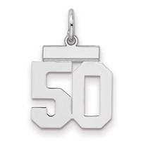 Sterling Silver Rhodium-plated Polished Number 50 Charm view 1