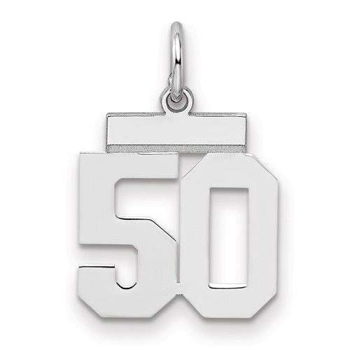 Sterling Silver Rhodium-plated Polished Number 50 Charm