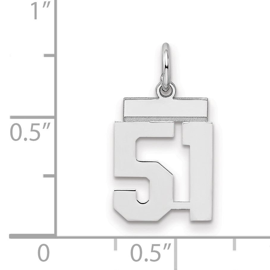 Sterling Silver Small Polished Number 51 Charm Pendant
