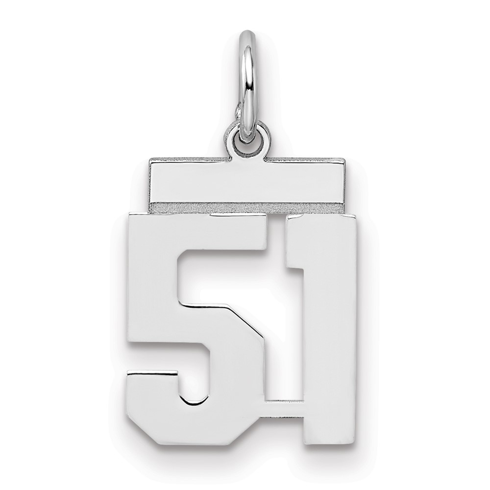 Sterling Silver Rhodium-plated Polished Number 51 Charm