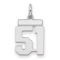 Sterling Silver Rhodium-plated Polished Number 51 Charm view 1