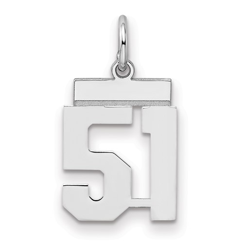 Sterling Silver Rhodium-plated Polished Number 51 Charm