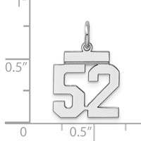 Sterling Silver Rhodium-plated Polished Number 52 Charm view 3
