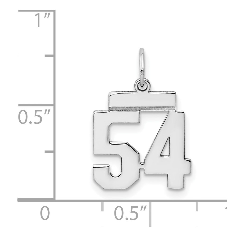 Sterling Silver/Rhodium-plated Polished Number 54 Charm (QSS54)