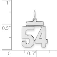 Sterling Silver Rhodium-plated Polished Number 54 Charm view 3