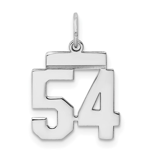 Sterling Silver Rhodium-plated Polished Number 54 Charm