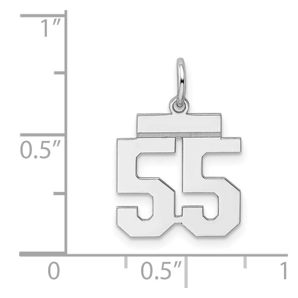 Sterling Silver/Rhodium-plated Polished Number 55 Charm (QSS55)