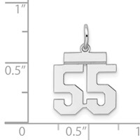 Sterling Silver Rhodium-plated Polished Number 55 Charm view 3