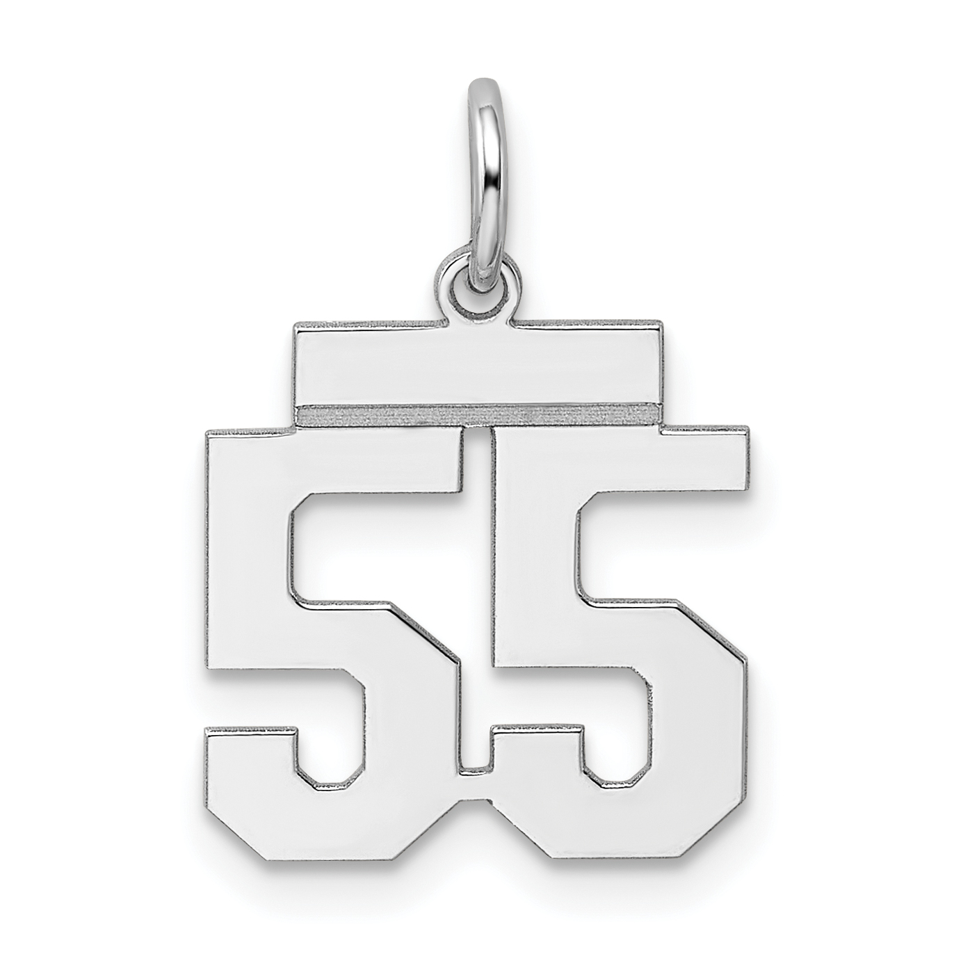 Sterling Silver/Rhodium-plated Polished Number 55 Charm (QSS55)