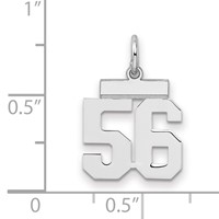 Sterling Silver Rhodium-plated Polished Number 56 Charm view 2