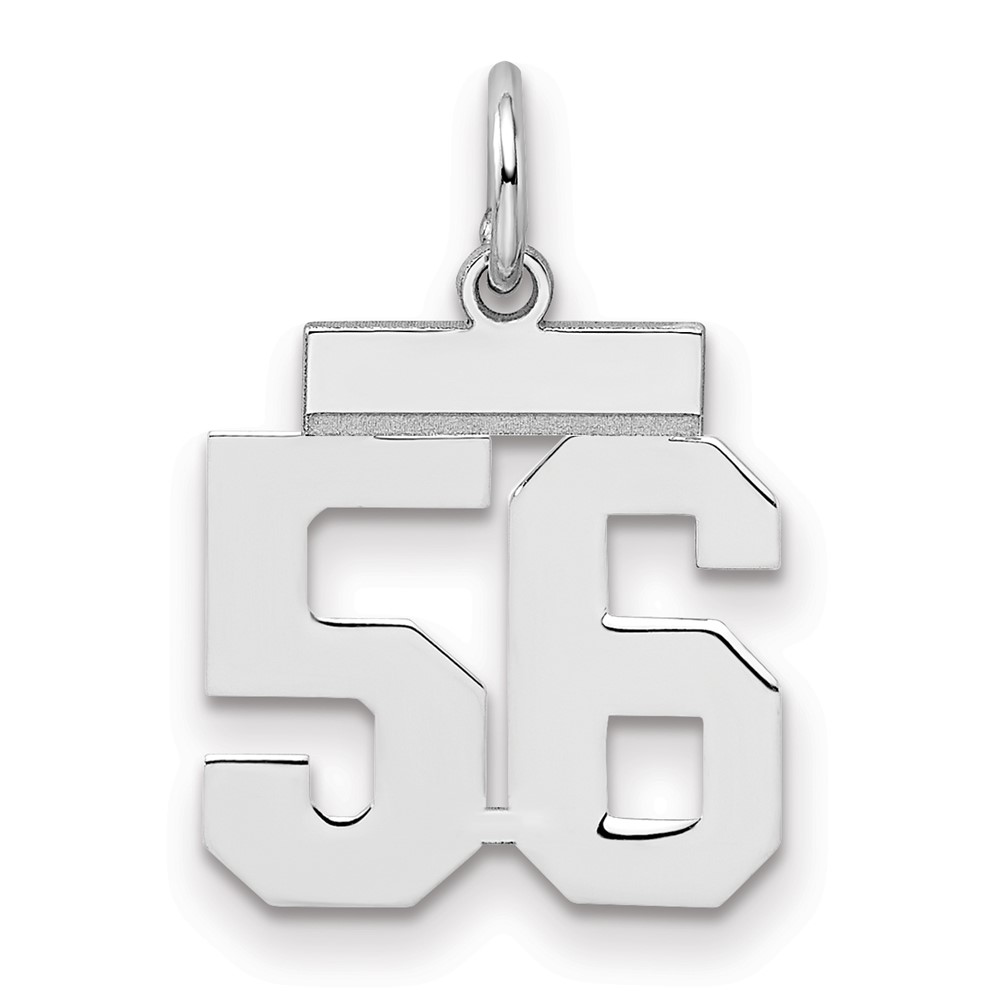 Sterling Silver Rhodium-plated Polished Number 56 Charm