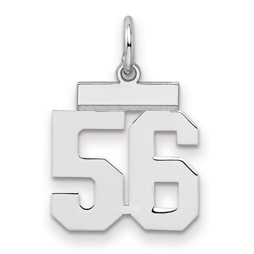Sterling Silver Rhodium-plated Polished Number 56 Charm