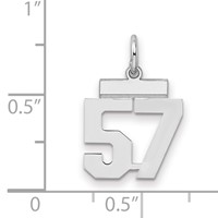 Sterling Silver Rhodium-plated Polished Number 57 Charm view 2