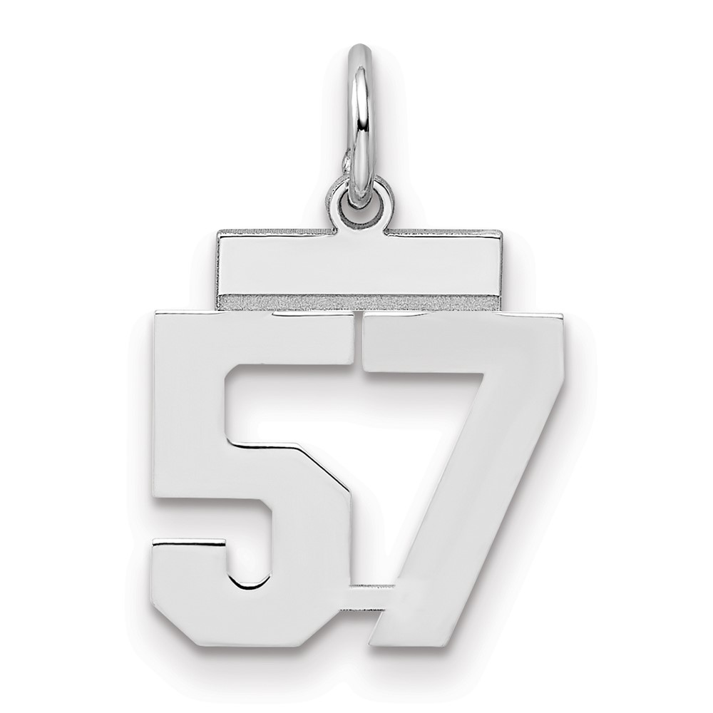 Sterling Silver Rhodium-plated Polished Number 57 Charm