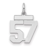 Sterling Silver Rhodium-plated Polished Number 57 Charm view 1