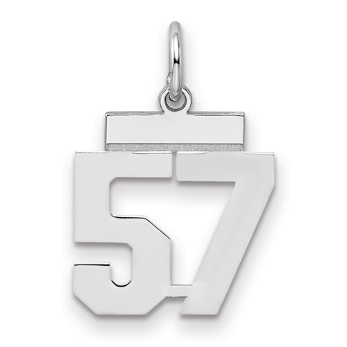 Sterling Silver Rhodium-plated Polished Number 57 Charm