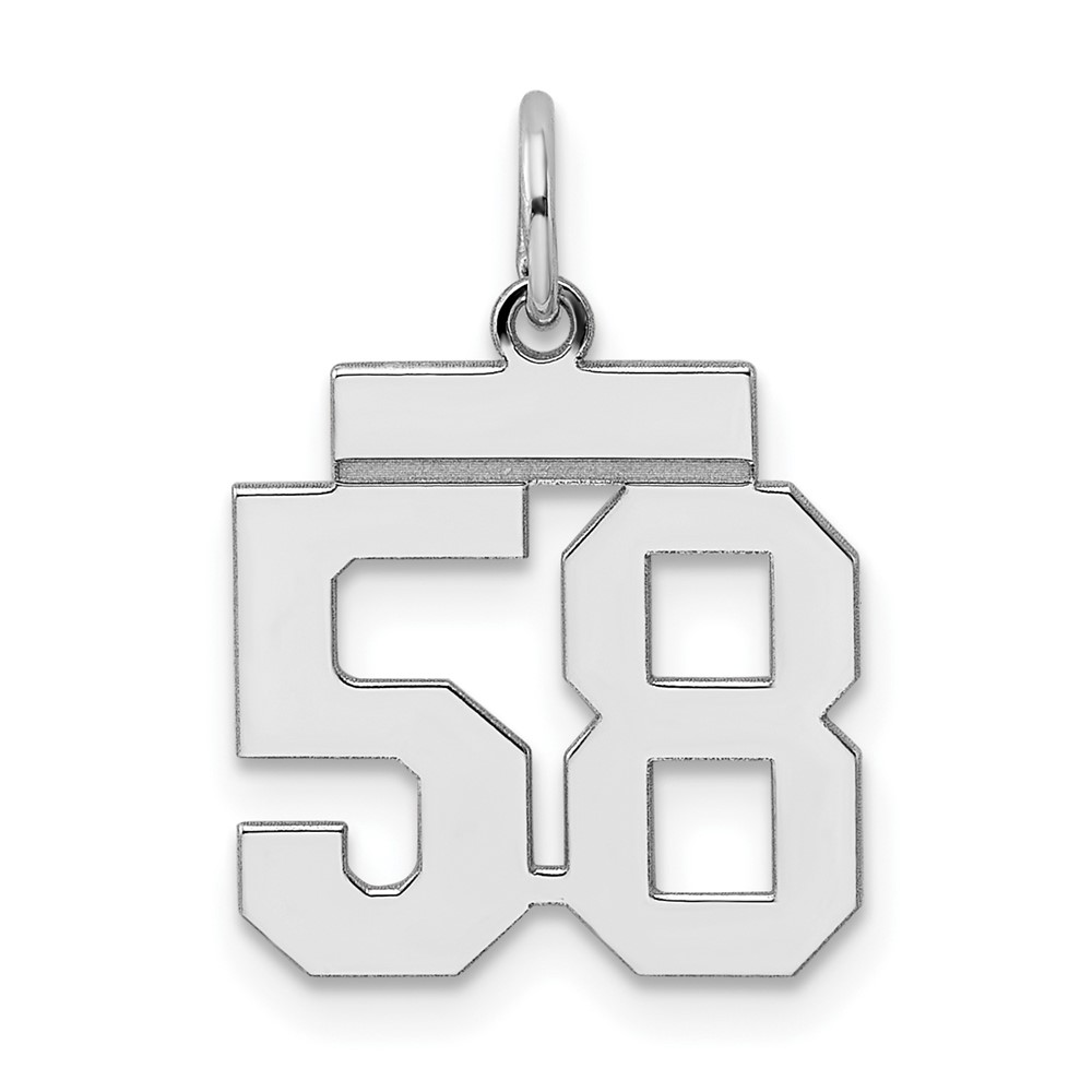 Sterling Silver Rhodium-plated Polished Number 58 Charm