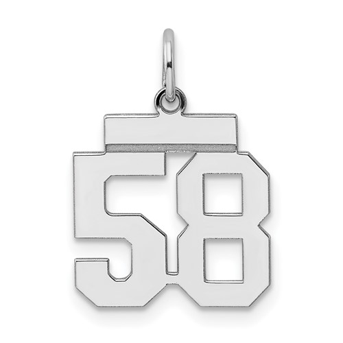 Sterling Silver Rhodium-plated Polished Number 58 Charm