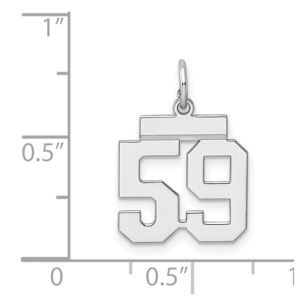Sterling Silver/Rhodium-plated Polished Number 59 Charm (QSS59)