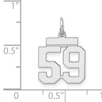 Sterling Silver Rhodium-plated Polished Number 59 Charm view 3