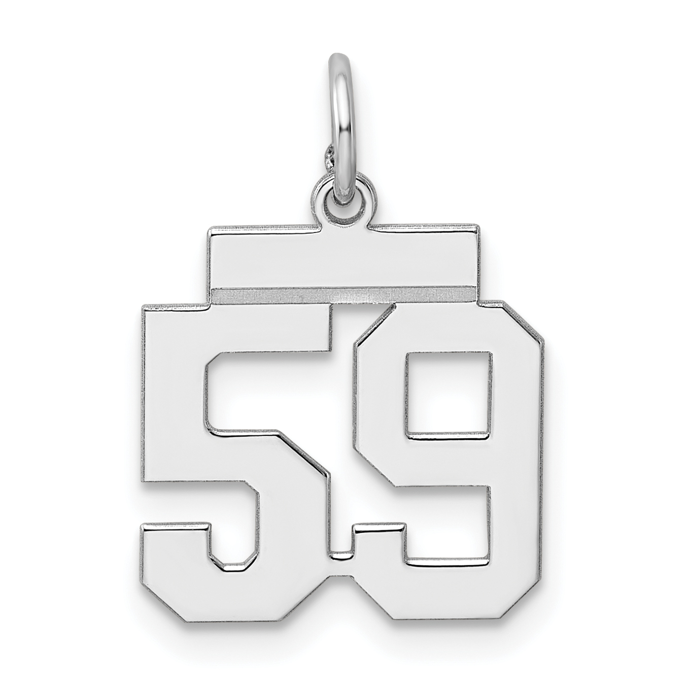 Sterling Silver/Rhodium-plated Polished Number 59 Charm (QSS59)