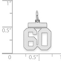 Sterling Silver Rhodium-plated Polished Number 60 Charm view 3