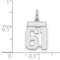 Sterling Silver Rhodium-plated Polished Number 61 Charm view 2