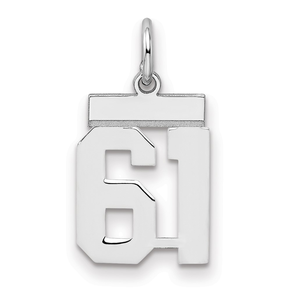 Sterling Silver Rhodium-plated Polished Number 61 Charm