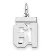 Sterling Silver Rhodium-plated Polished Number 61 Charm view 1