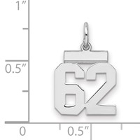 Sterling Silver Rhodium-plated Polished Number 62 Charm view 2