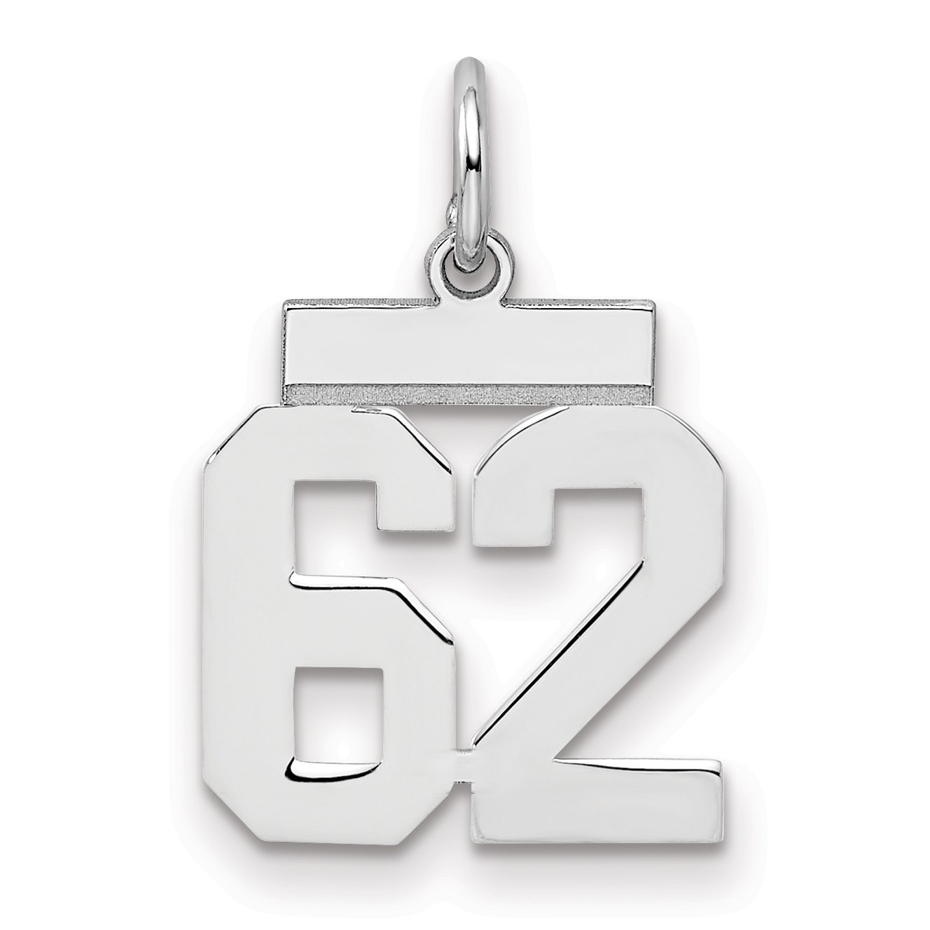 Sterling Silver/Rhodium-plated Polished Number 62 Charm (QSS62)