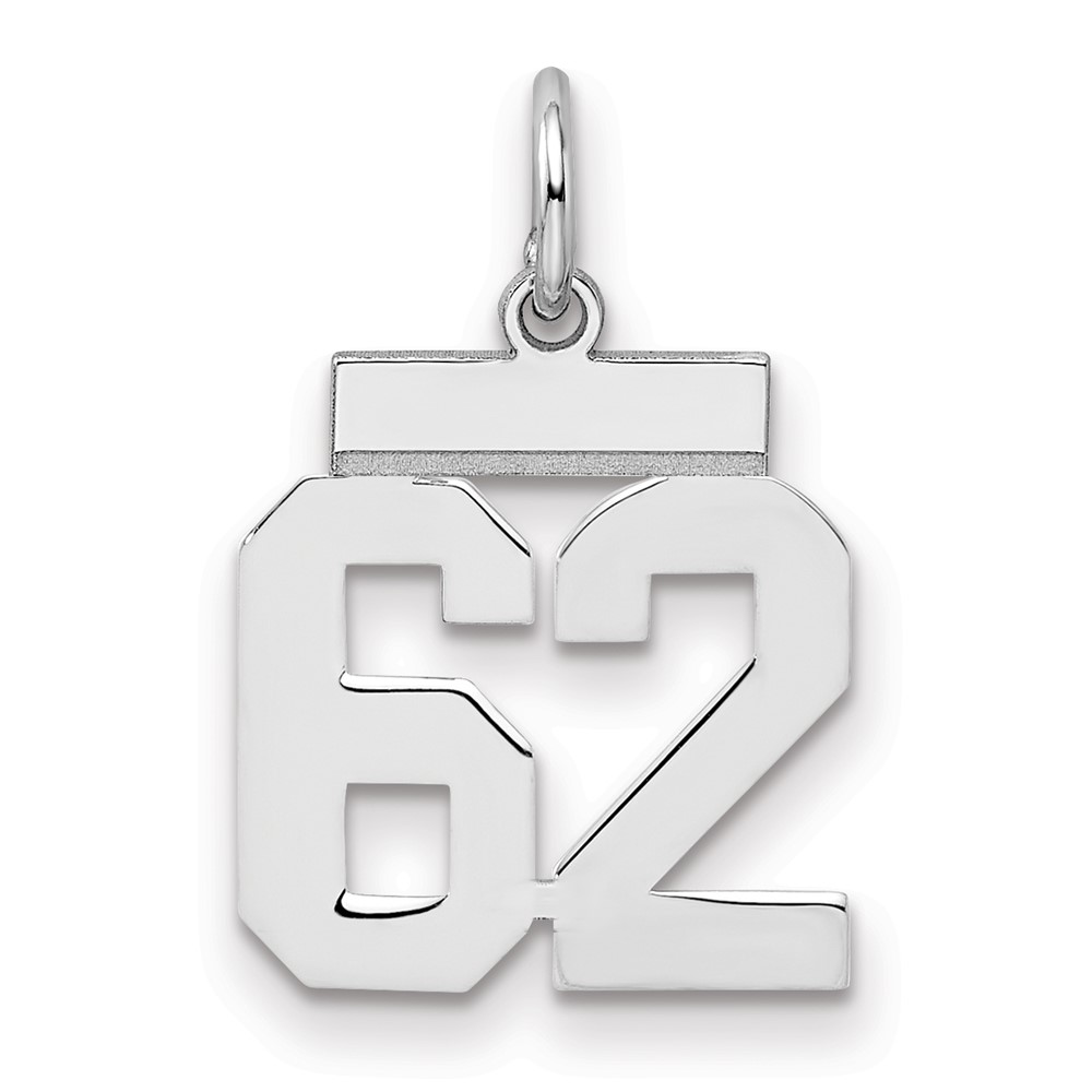 Sterling Silver Rhodium-plated Polished Number 62 Charm