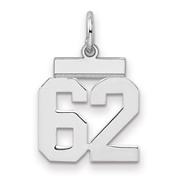 Sterling Silver Rhodium-plated Polished Number 62 Charm view 1