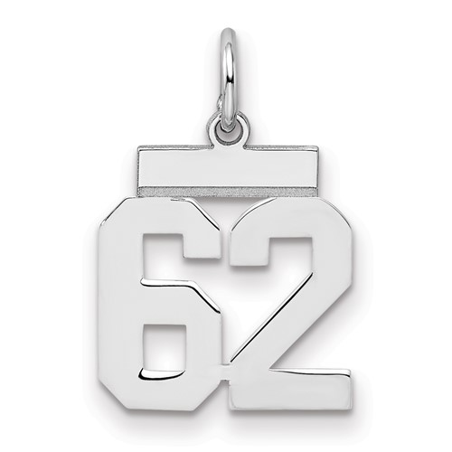Sterling Silver Rhodium-plated Polished Number 62 Charm
