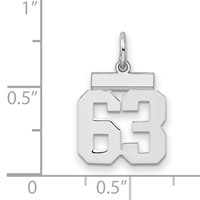 Sterling Silver Rhodium-plated Polished Number 63 Charm view 2