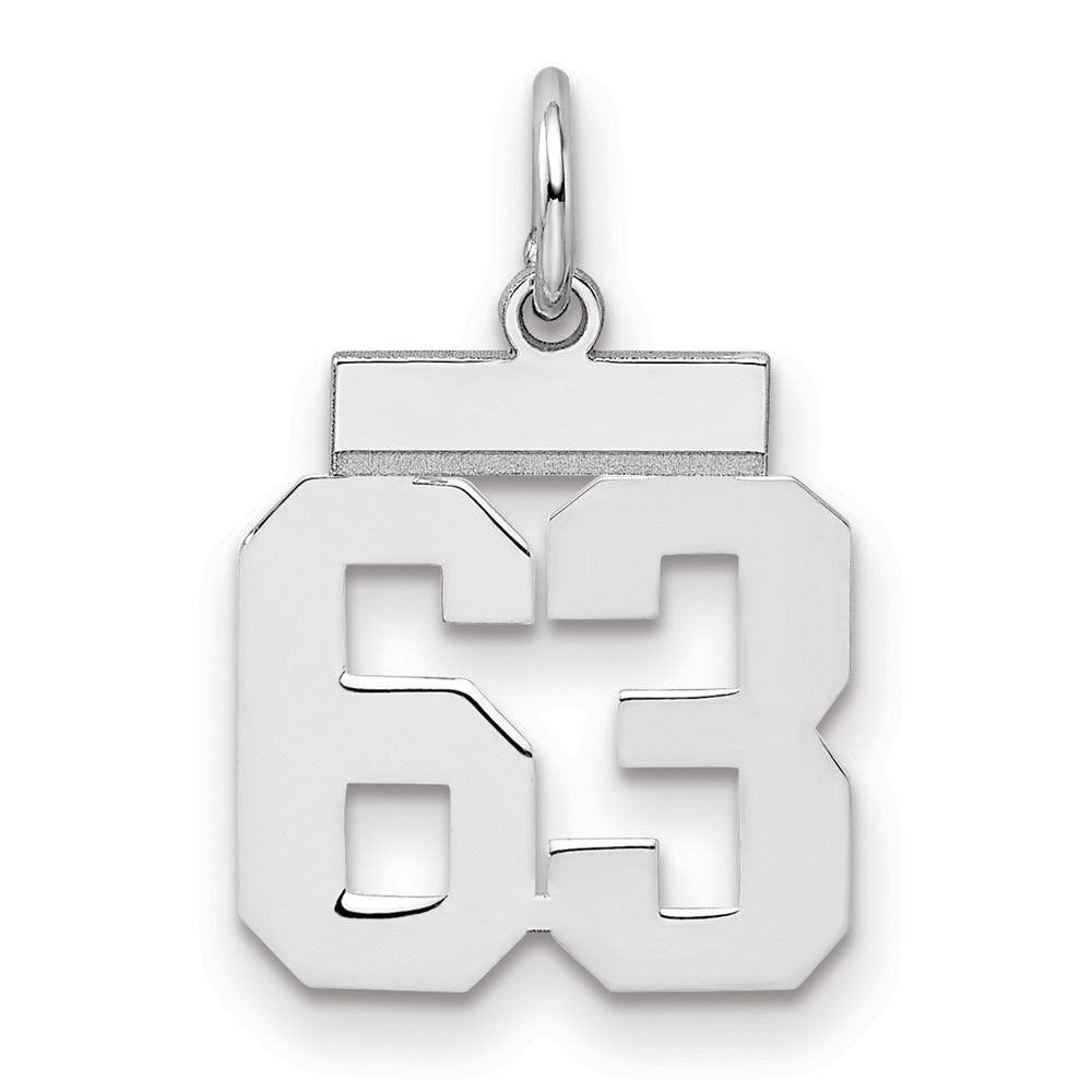 Sterling Silver Rhodium-plated Polished Number 63 Charm
