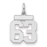 Sterling Silver Rhodium-plated Polished Number 63 Charm view 1