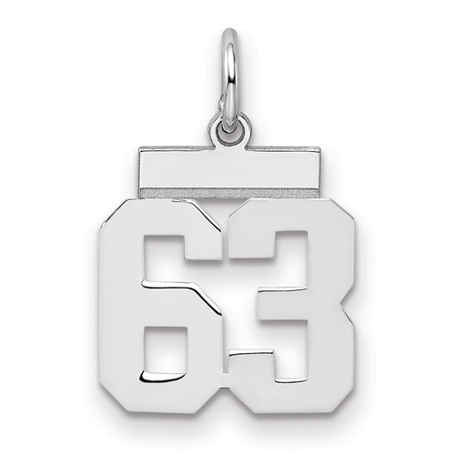 Sterling Silver Rhodium-plated Polished Number 63 Charm