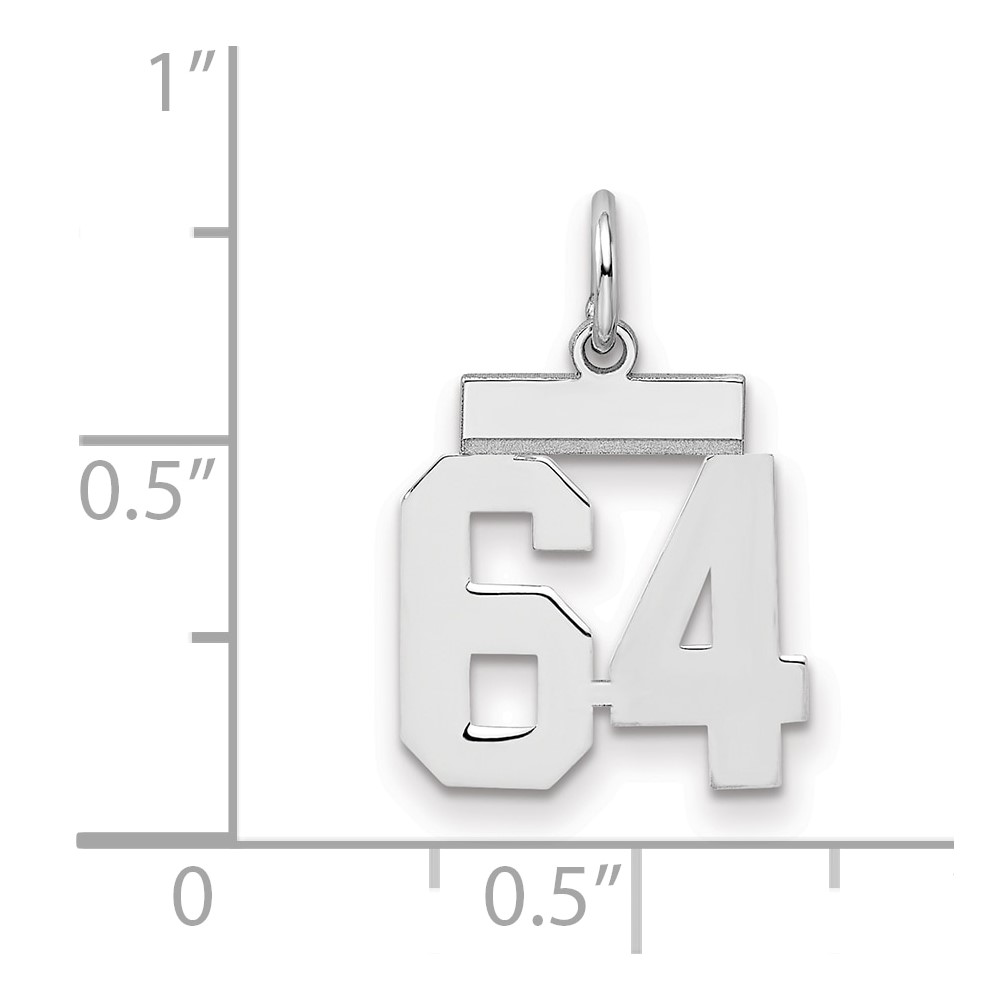 Sterling Silver/Rhodium-plated Polished Number 64 Charm (QSS64)
