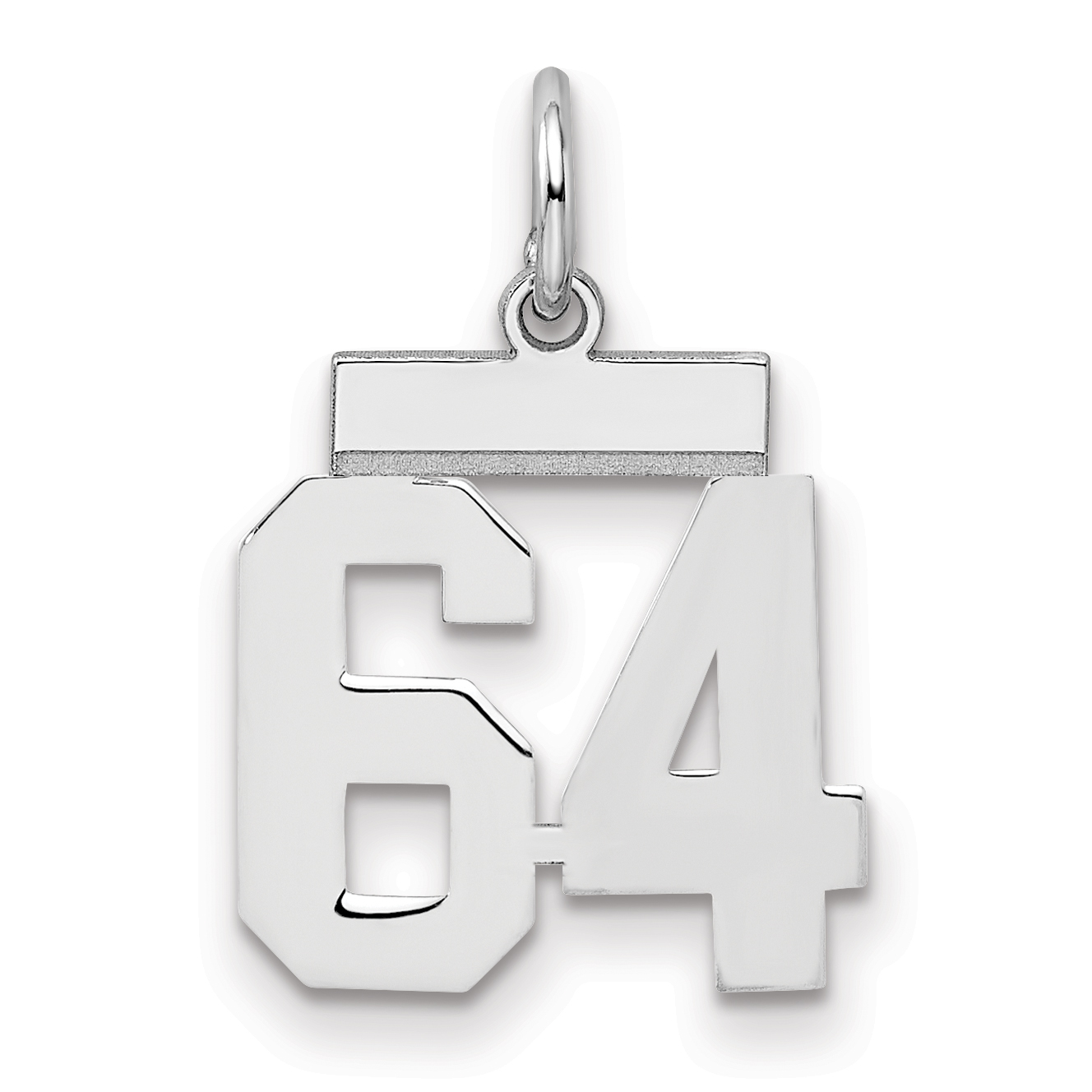 Sterling Silver/Rhodium-plated Polished Number 64 Charm (QSS64)