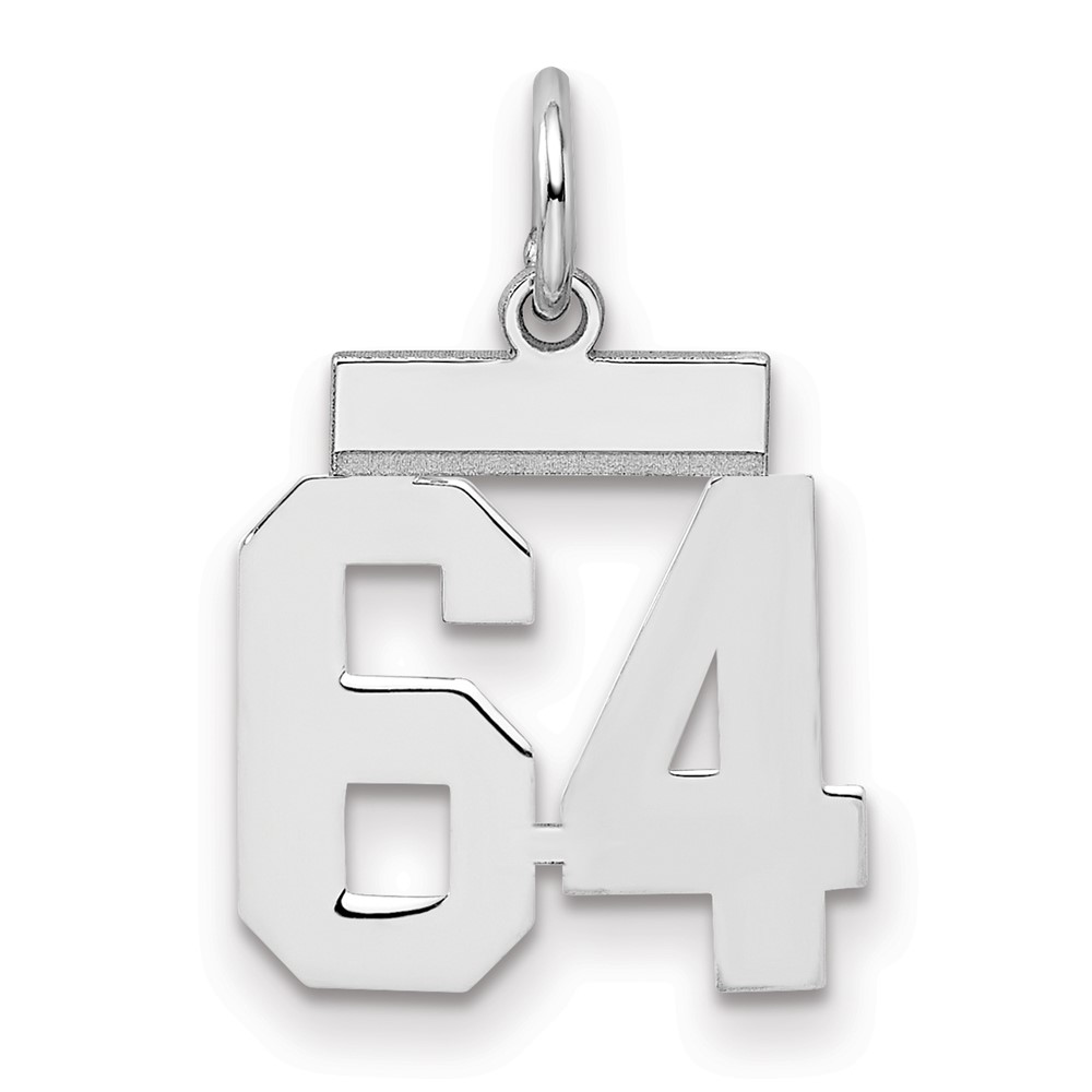 Sterling Silver Rhodium-plated Polished Number 64 Charm