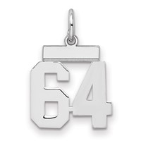 Sterling Silver Rhodium-plated Polished Number 64 Charm view 1