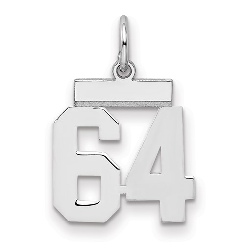Sterling Silver Rhodium-plated Polished Number 64 Charm