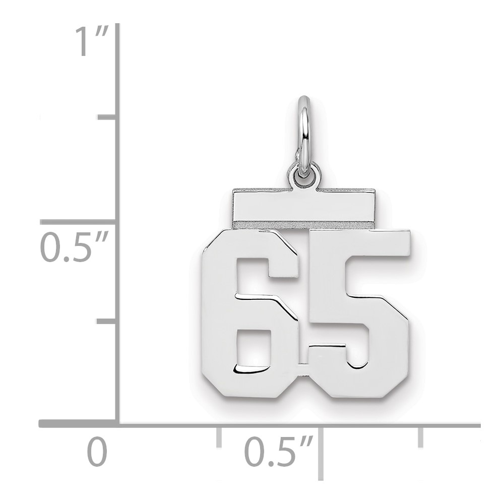 Sterling Silver/Rhodium-plated Polished Number 65 Charm (QSS65)