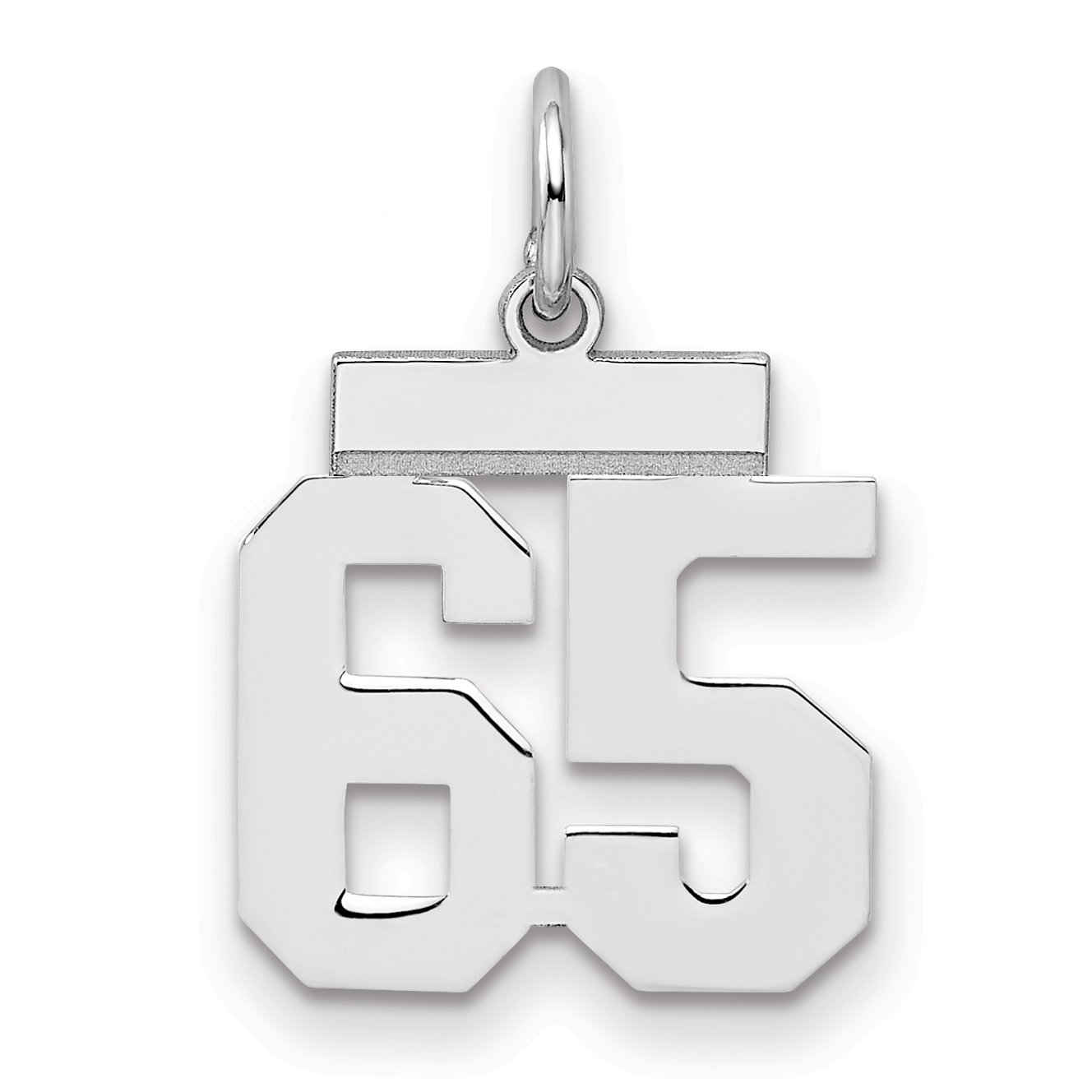Sterling Silver/Rhodium-plated Polished Number 65 Charm (QSS65)