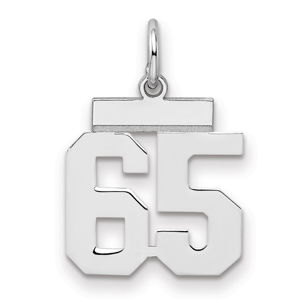 Sterling Silver Rhodium-plated Polished Number 65 Charm