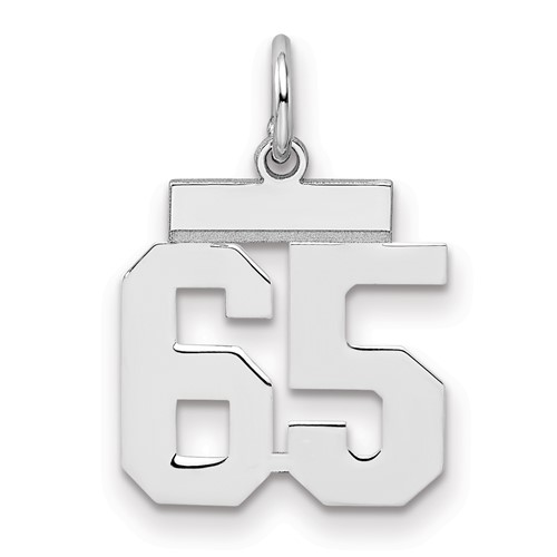 Sterling Silver Rhodium-plated Polished Number 65 Charm