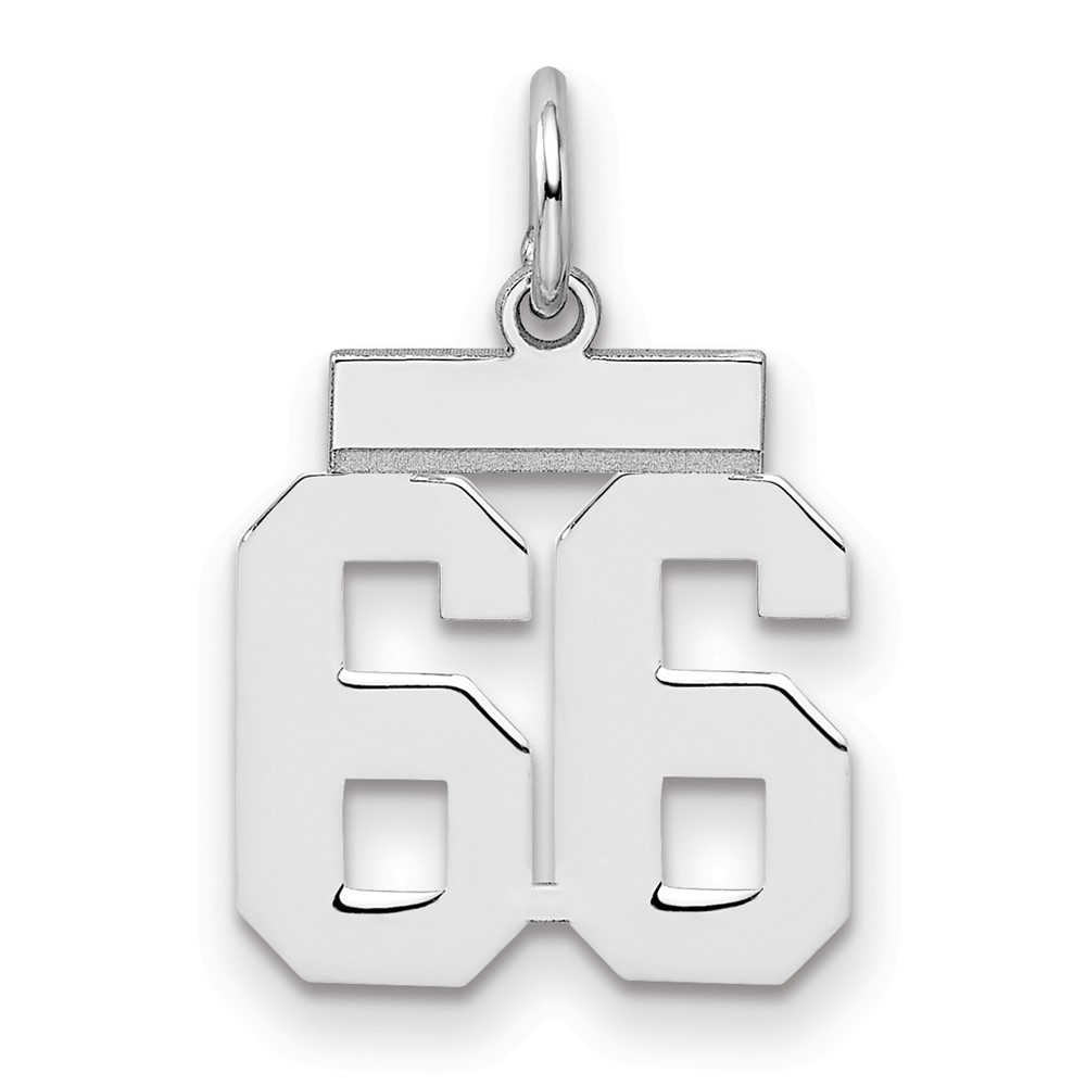 Sterling Silver Rhodium-plated Polished Number 66 Charm