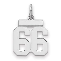 Sterling Silver Rhodium-plated Polished Number 66 Charm view 1